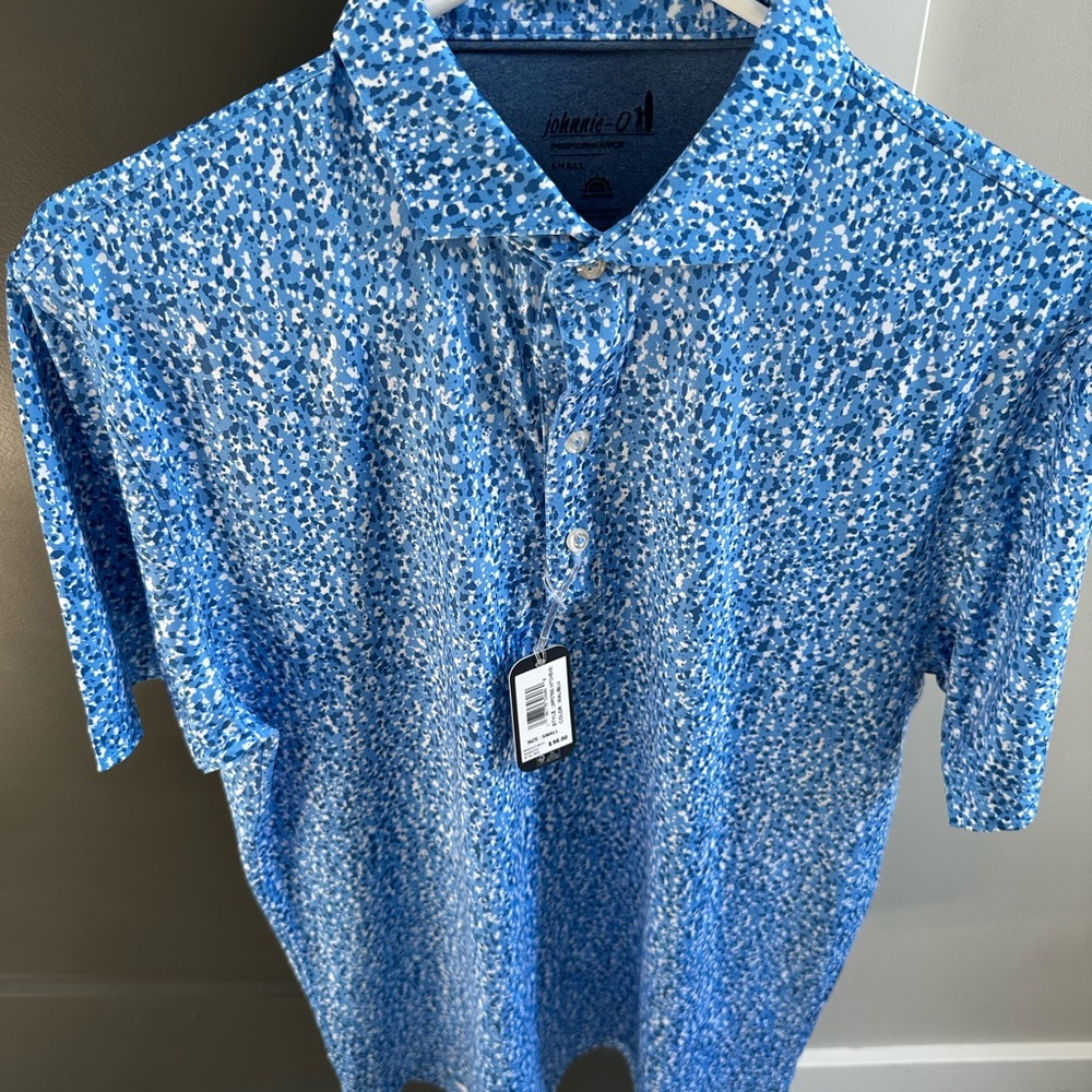 Johnnie-O Blue Polo Shirt with Textured Pattern